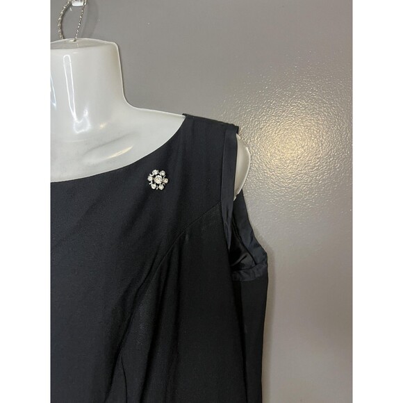 Vintage Flapper Dress Womens Large 20s Gatsby Sleeveless Fringe Beaded Accent - Picture 4 of 11